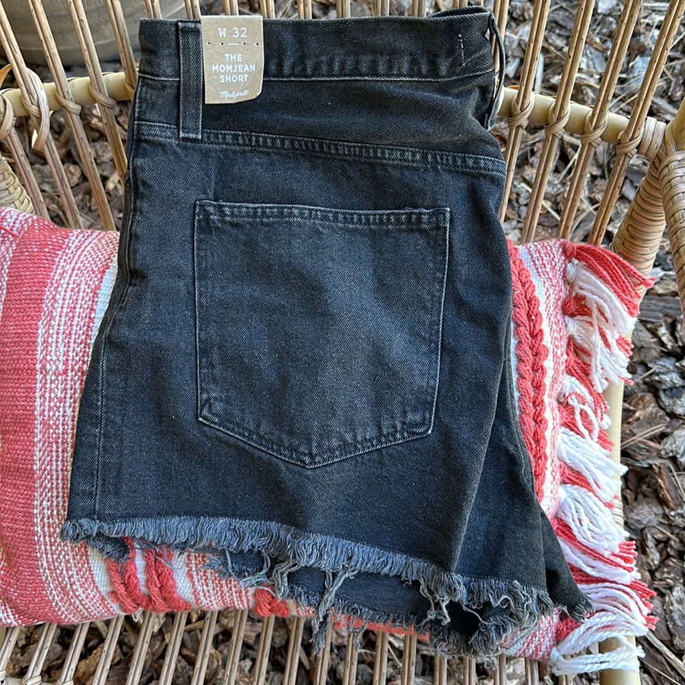 Madewell Mom Jeans high waisted and frayed black shorts
